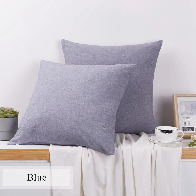 PHF Cotton Back Cushion Pillow Cover 45*45 cm Yarn Dye Pad For Solid Two-Pack Solid Russet Red Dark Grey Blue Color