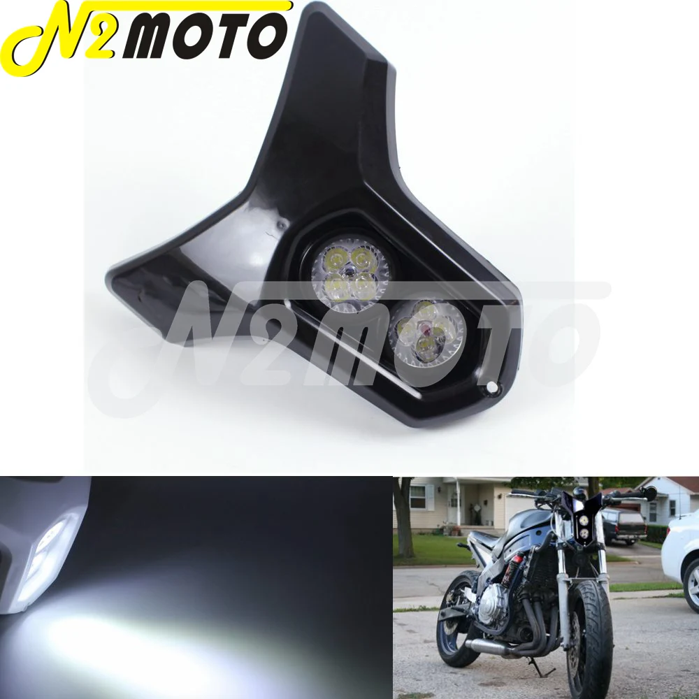 Мотоциклетная черная двойная светодиодная фара передняя обтекатель для Honda Yamaha