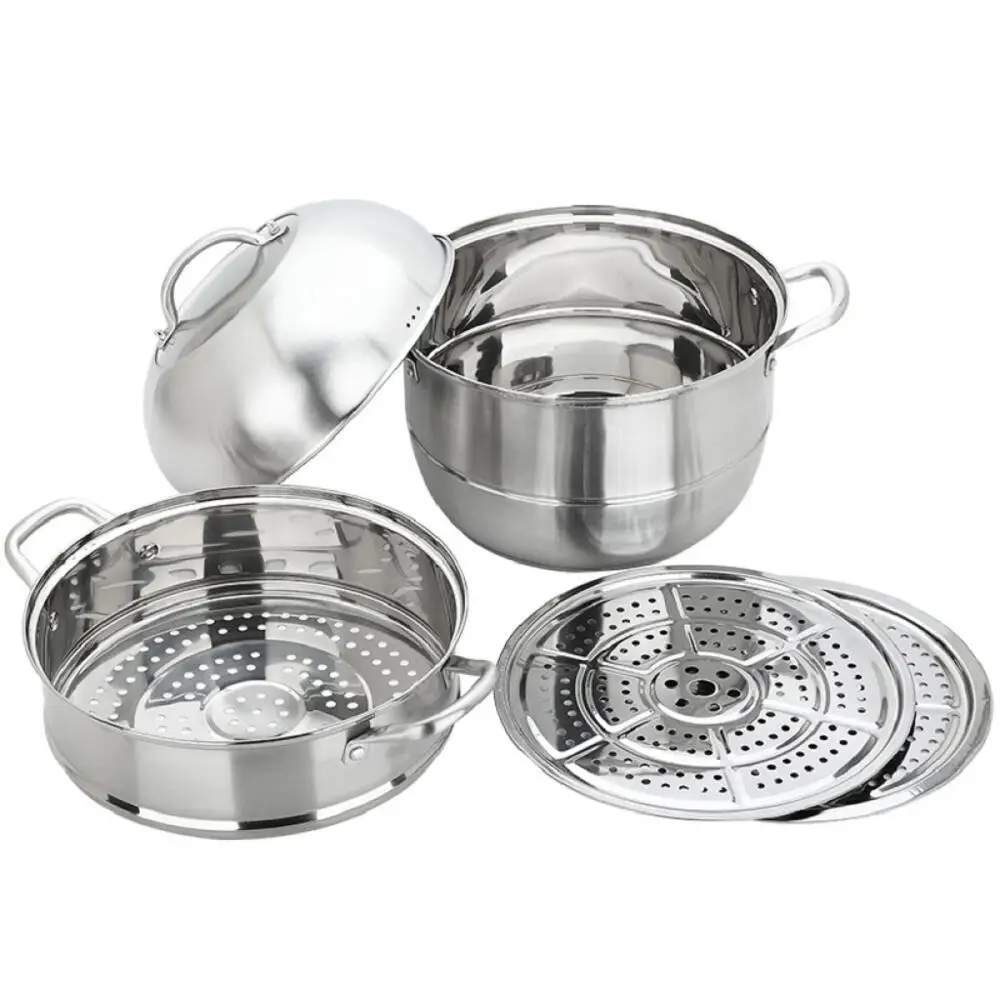 28 см Нержавеющая сталь 3-х уровневая/Слои Пароварка горшок Еда готовить двойной