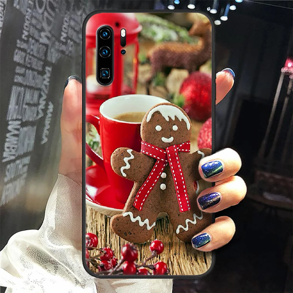 

Gingerbread man Christmas cake Phone Case Cover Hull For Huawei P8 P9 P10 P20 P30 P40 Lite Pro Plus smart Z 2019 black Etui soft
