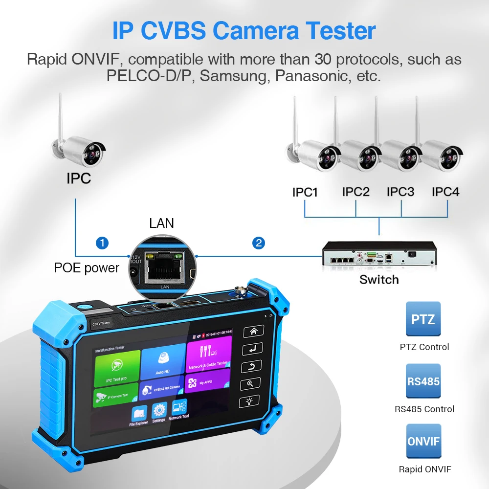 Камера видеонаблюдения с сенсорным экраном IPC 5100PLUS 8 Мп AHD CVI TVI CVBS|Монитор и