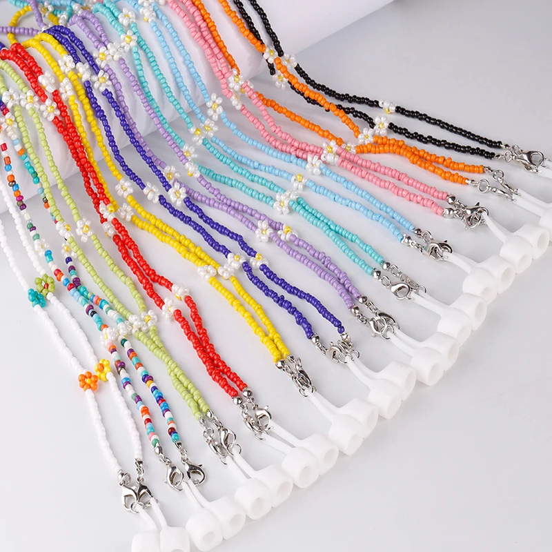 

Decorative Flower Glasses Chain Unisex Fashion Colorful Rice Bead Glasses Chain Popular Simple Personality Non-slip Mask Chain