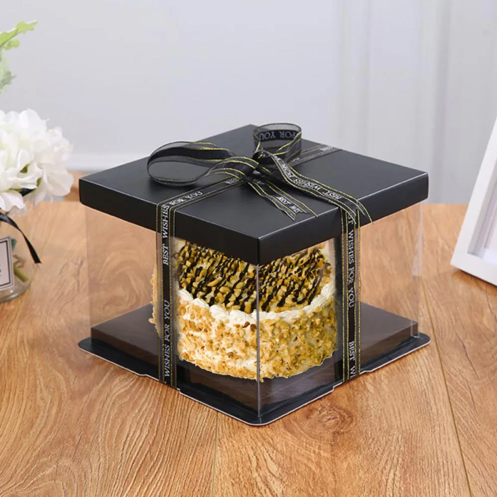 

4pcs Cake Packaging Box Cake Container Transparency Cake Box Cake Wrapping Box