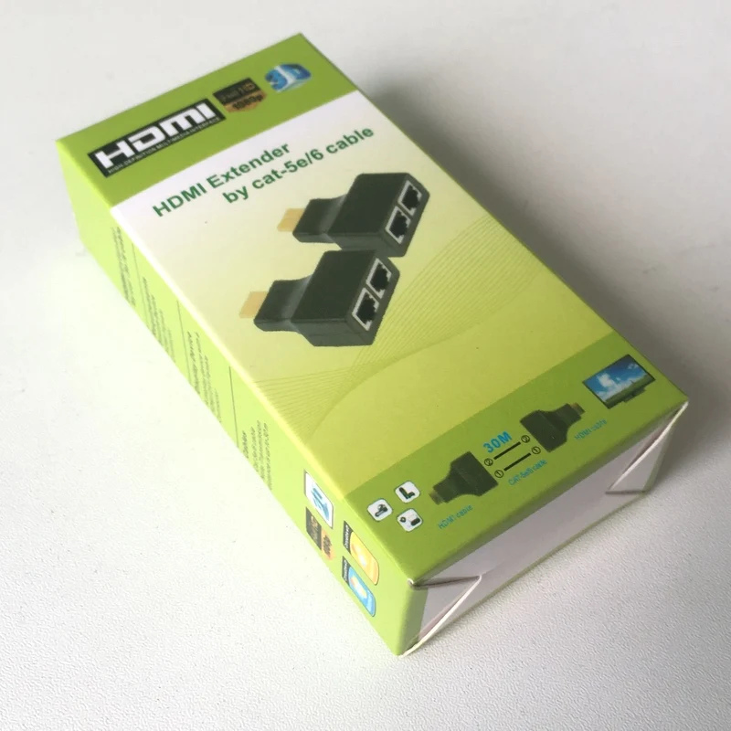 2 шт. HDMI удлинитель с 2 портами RJ45, расширение до 30 м по CAT 5e CAT6 UTP LAN Ethernet кабель для HDTV HDPC