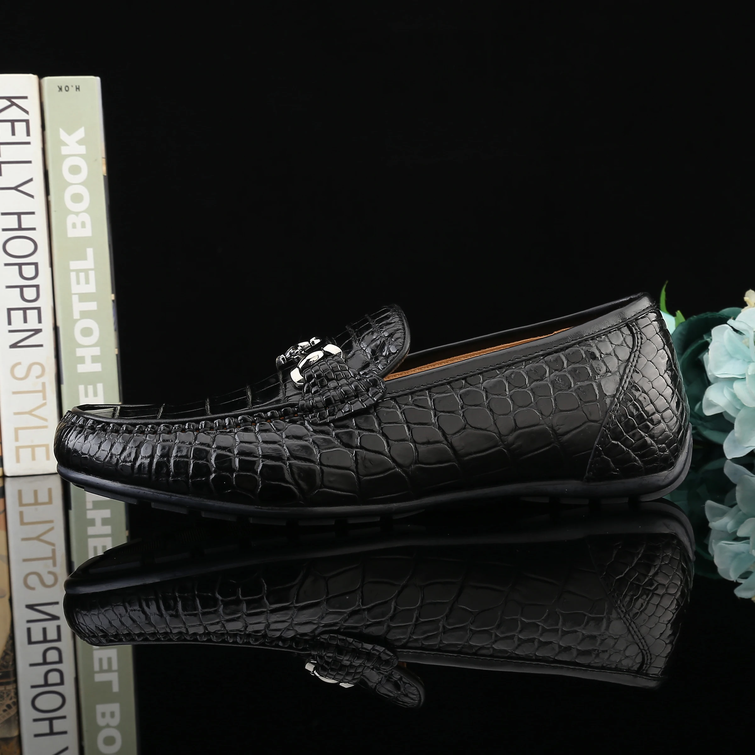 100% Genuine crocodile skin leather men fashion shoe soft leisure sneaker with cow lining black colors | Обувь