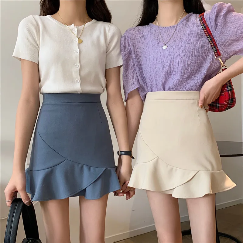 

2021 spring and summer fishtail skirt skirt skirt female irregular flounces high waist A-word skirt skirt skirt bag hips skirt