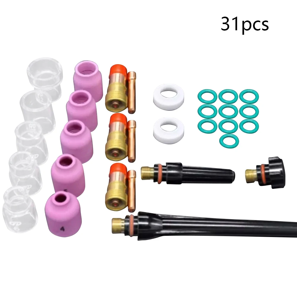 

31 шт. газовой линзы Pyrex Стекло Набор для Применение практичные аксессуары сварочный фонарь комплект аргонно-дуговая инструмент для WP TIG 17/18/26...