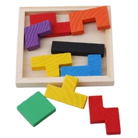 wooden tangram brain teaser 3d puzzle toy tetris preschool magination intellectual educational kids toy colorful jisgaw board