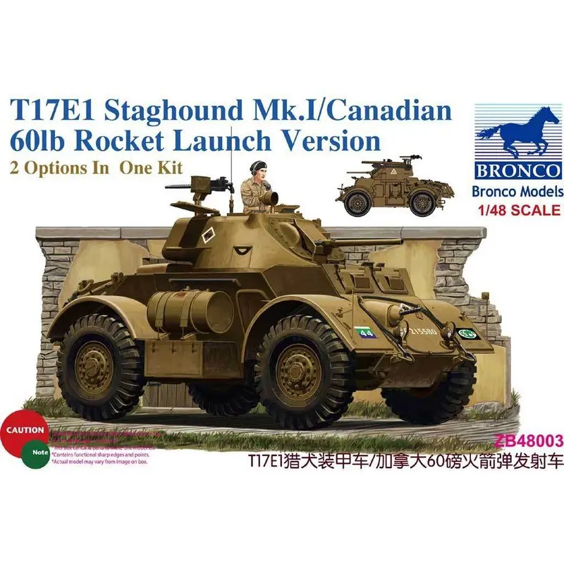 BRONCO ZB48003 1/48 T17E1 Staghound Mk.I/Canadian 60lb Rocket Launch Version - Scale Model Kit | Игрушки и хобби