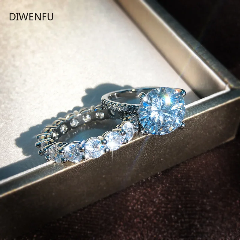 

Silver 925 Jewelry Ring for Women Anillos Diamond Engagement Wedding Ring Set Diamond Engagement Ring for Wedding Jewelry