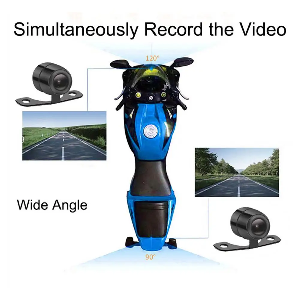 Видеорегистратор для мотоцикла 2 дюйма передний и задний вид |