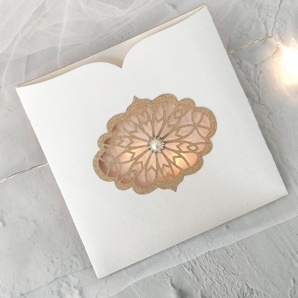 50 шт. Роскошные конверты для свадебных приглашений с лазерной резкой новейший