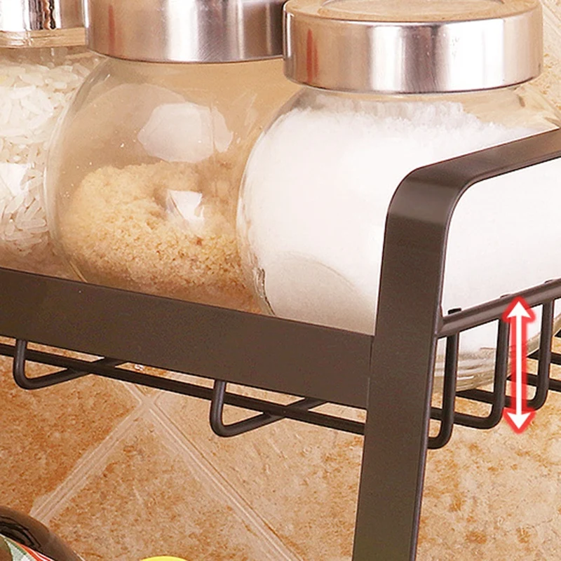 

3 Layers Kitchen Spice Rack 304 Stainless Steel Countertop Spice Jars Bottle Shelf Kitchen Organizer Shelf Storage Holder Black-