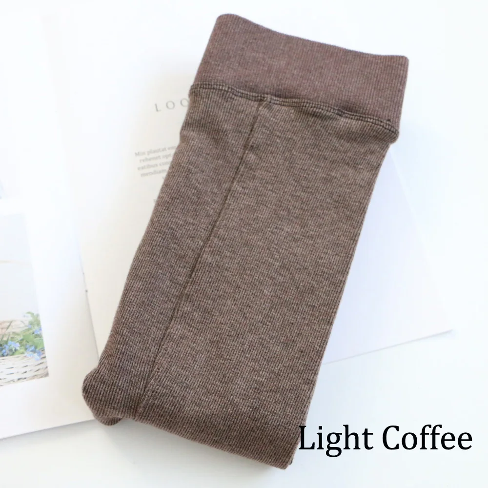 Light Coffee Японские корейские Популярные Теплые мягкие шерстяные колготки на осень и зиму, хлопковые однотонные колготки, эластичные кашемировые брюки кремового цвета, цвета хаки, верблюжьего, серого цвета - Color: Light Coffee