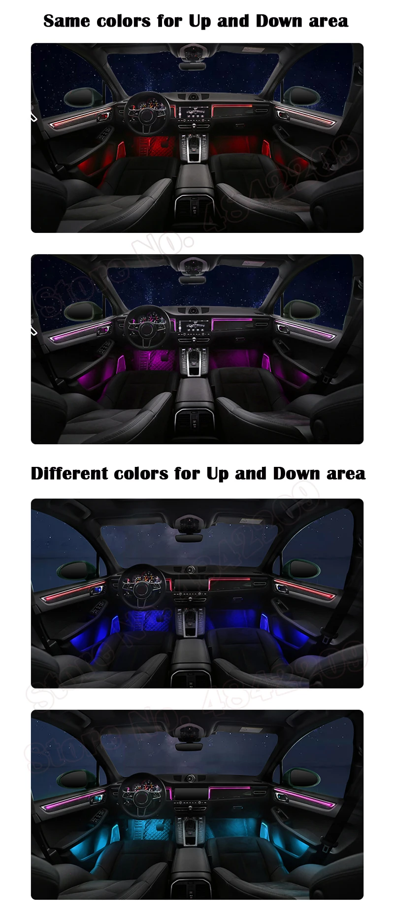 

64 Colors Set Decorative Door Panel LED Atmosphere Lamp illuminated Strip Neon Ambient Light For Porsche Macan 2014-2020