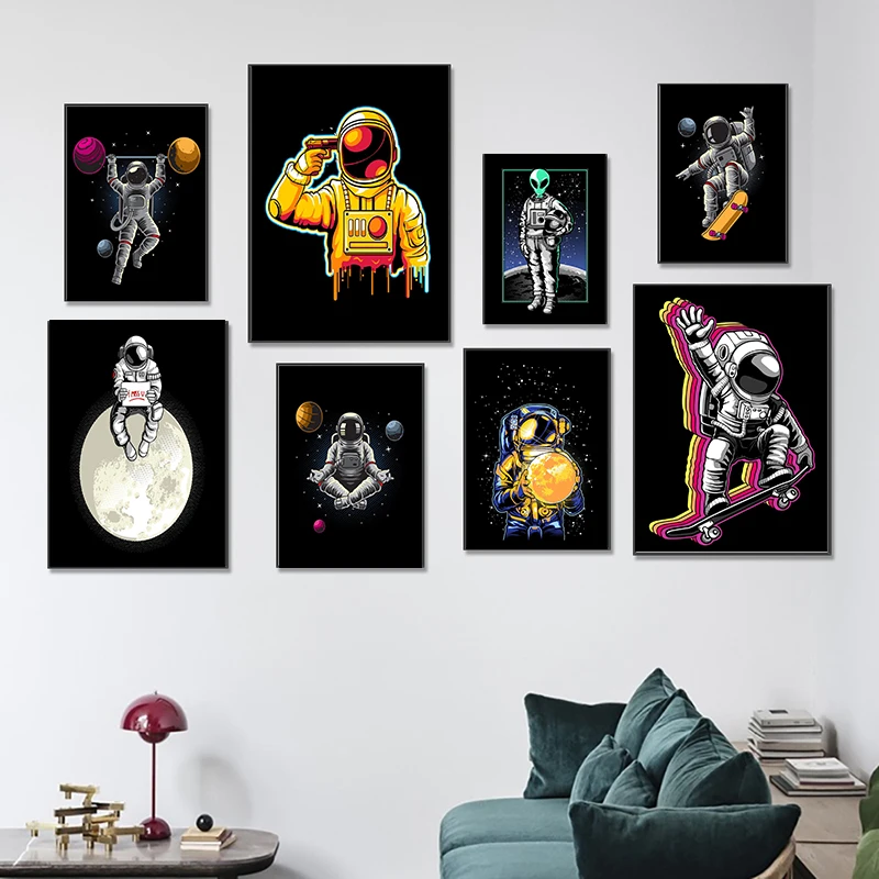 

Interesting Astronaut Space Dreaming Stars Oil Painting Canvas Painting Posters and Prints Wall Art for Living Room Home Decor