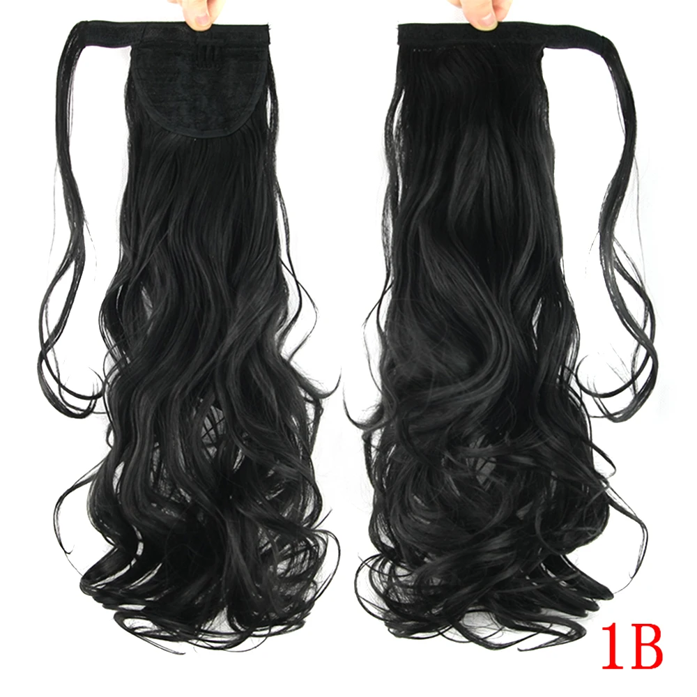 Curly 1B Soowee 22 дюймов длинные прямые синтетические волосы конский хвост накладные волосы шиньон Феи хвост шпильки - Цвет: Curly 1B