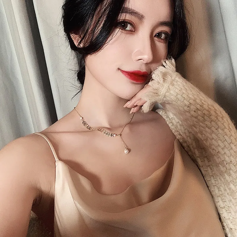Korea Hot Sale Fashion Jewelry Sexy Metal Wheat Ear Short Necklace Adjustable Elegant Pearl Prom Party for women | Украшения и