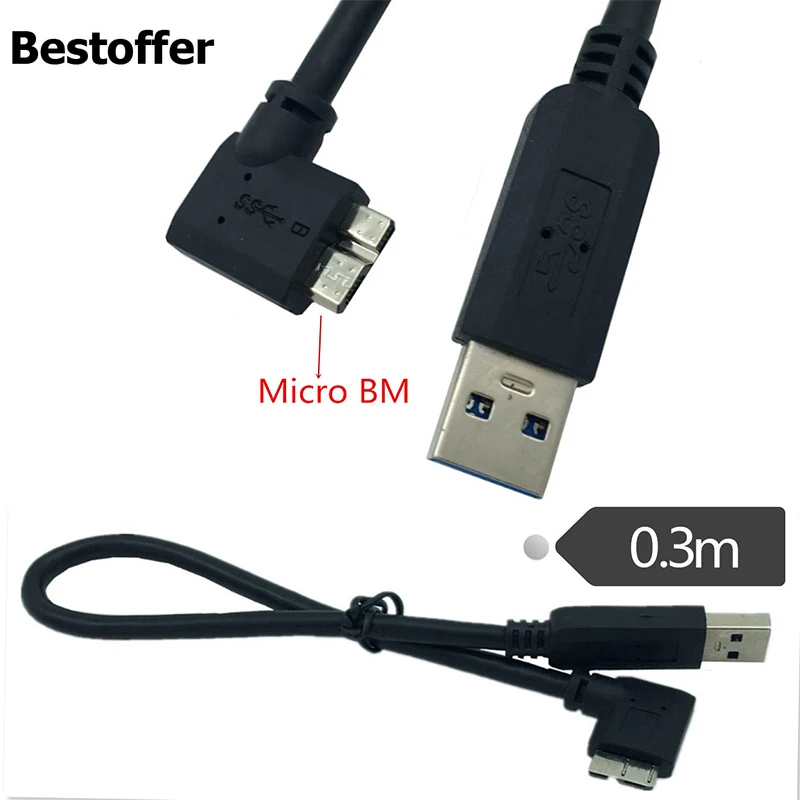 Кабель передачи данных для цифровой камеры USB 3 0 A к Micro B штекер 90 градусов левый