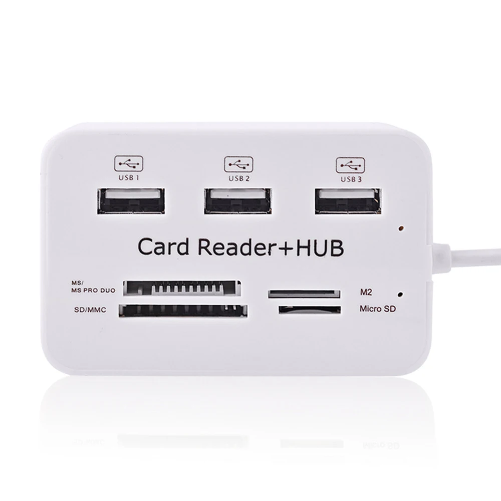 Микро usb хаб 2 0 комбо 3 порта сплиттер адаптер питания TF/SD/MS/M2 кард ридер все в одном