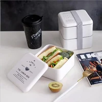 1000ml square healthy material lunch box 2 layer simple bento boxes microwave dinnerware food storage container lunchbox kitchen