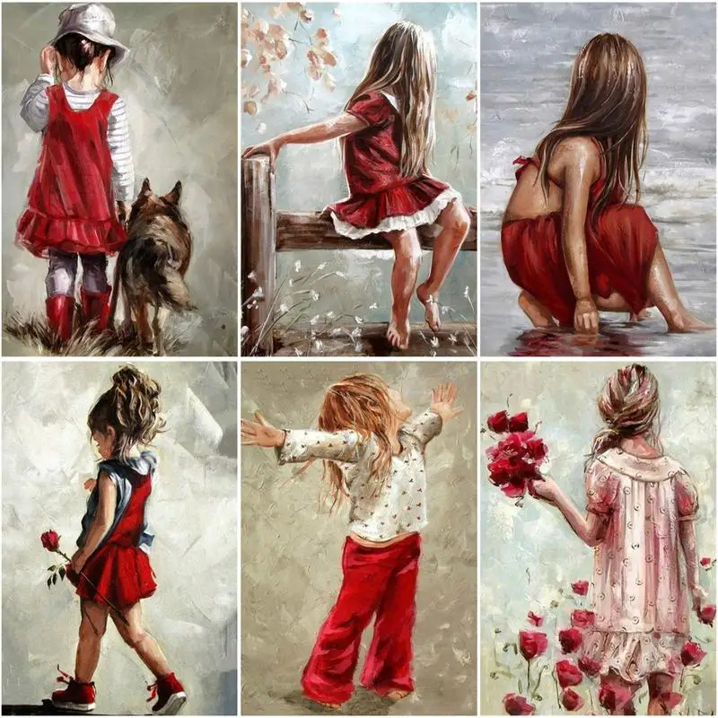 

RUOPOTY Acrylic Painting By Numbers For Adults With Frame 60x75cm Dress Girls Modern Wall Art Picture By Numbers For Diy Gift