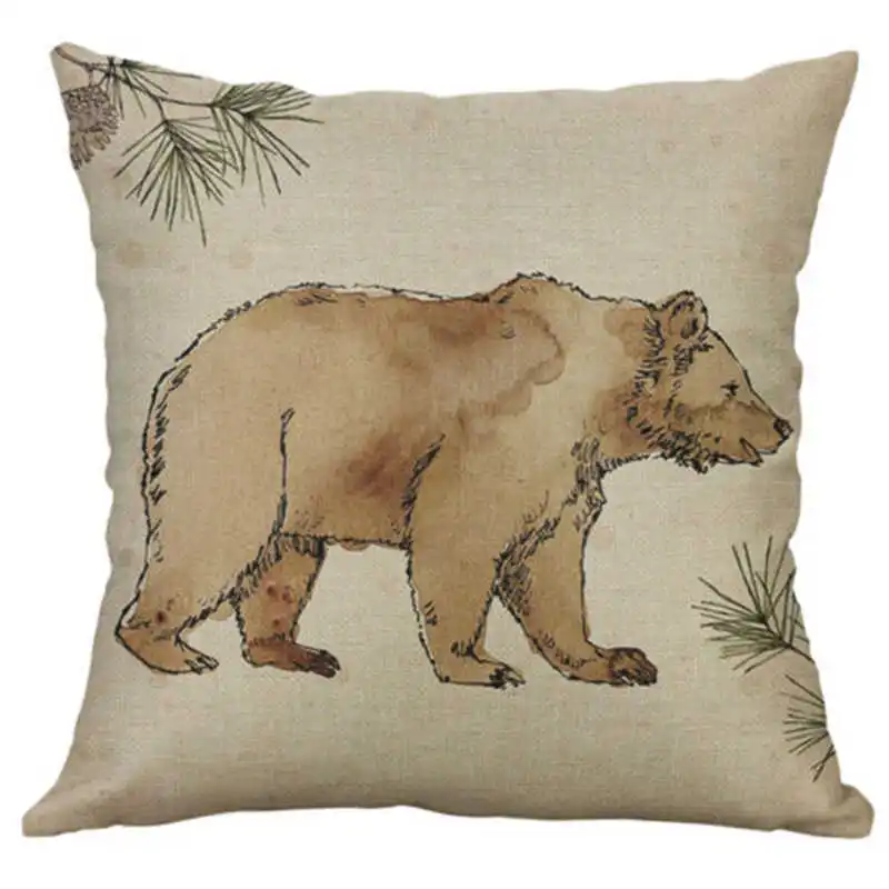 Decor Throw Case Linen Cushion Cover Pillow Retro Cotton Home 18'' Animal | Дом и сад