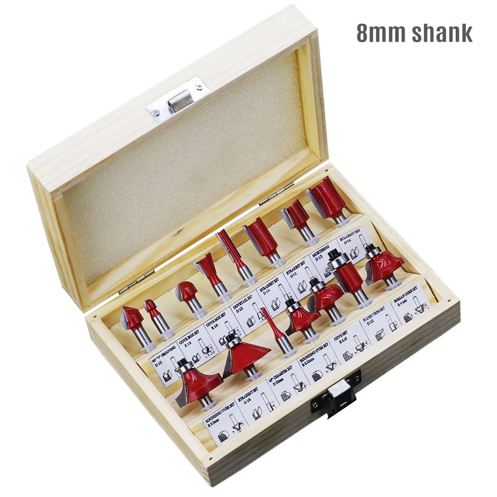 12/15 шт. набор фрез 8 мм резак по дереву твердосплавный хвостовик деревообработка