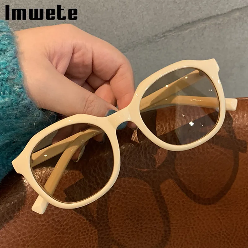 

Imwete 2022 Trends Oval Sunglasses Women Men Vintage Sun Glasses Black Colored Eyeglasses Outdoor Classic Eyewear Luxury Mirror