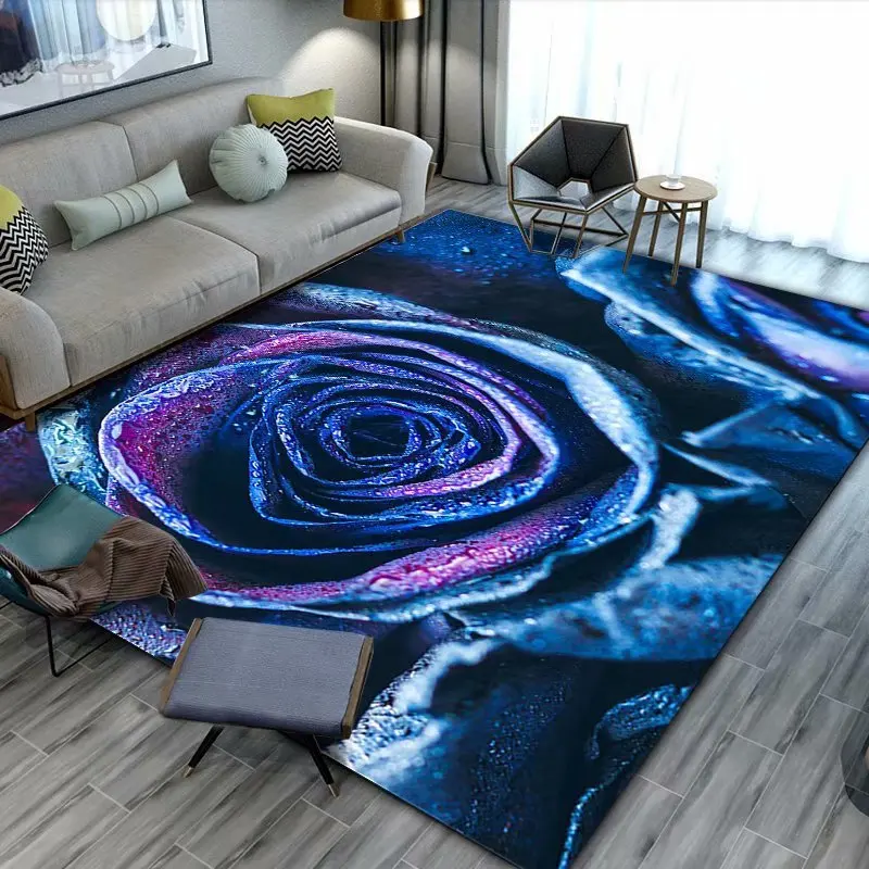 

Dream Purple Rose Flower Pattern Carpets for Living Room Bedroom Area Rugs Girls Room Decor Large Rug 3D Printing Kids Play Mats