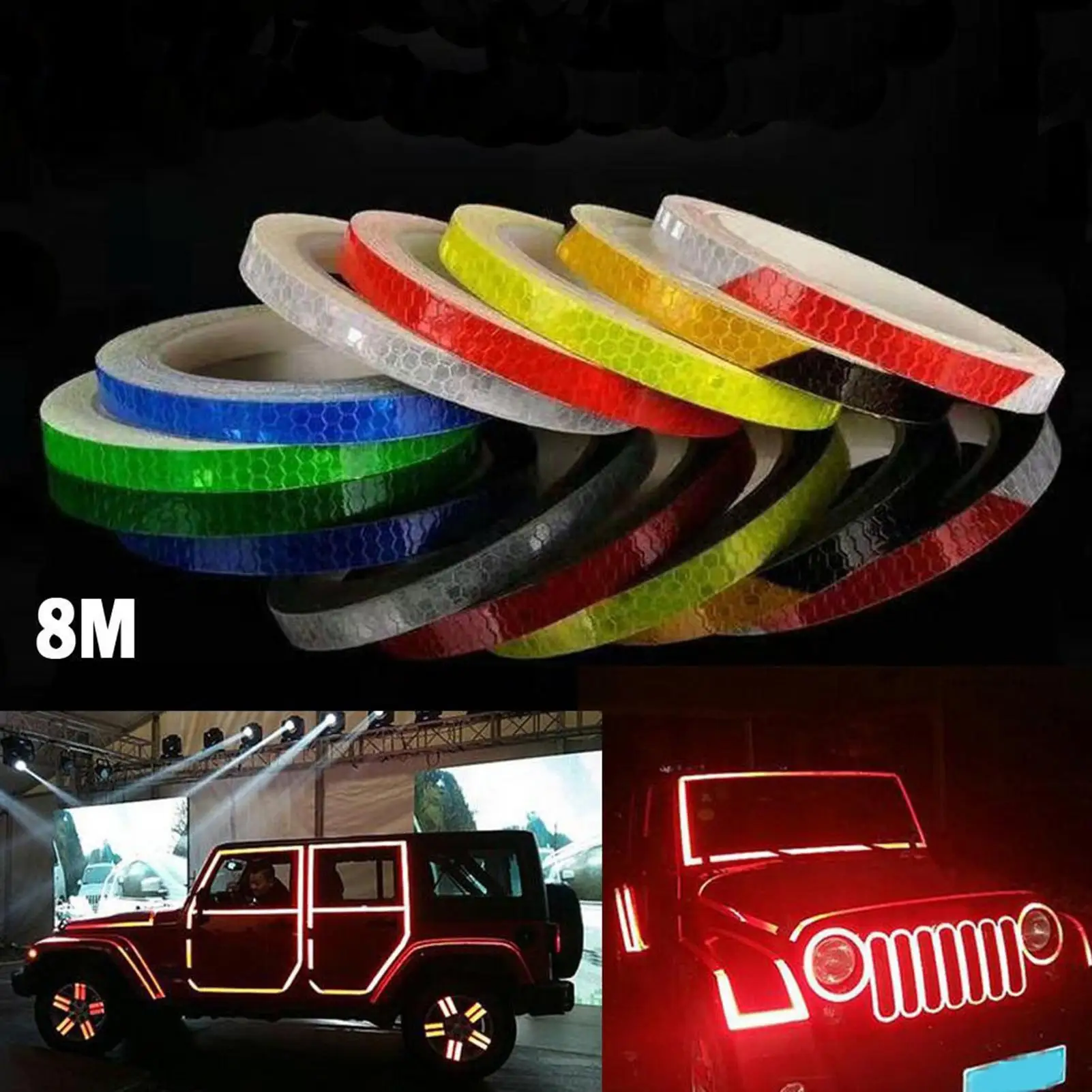 

8m Car Stickers Reflective Decoration Tapes Motorcycle Bike Body Rim Wheel Strip DIY Supply наклейки на авто