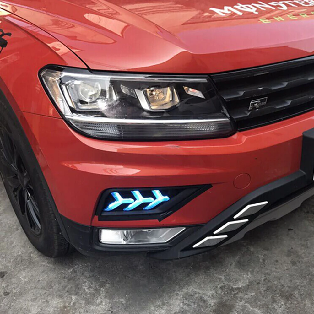 2 шт. Автомобильные светодиодные дневные ходосветильник для Volkswagen VW Tiguan 2017 2018 2019