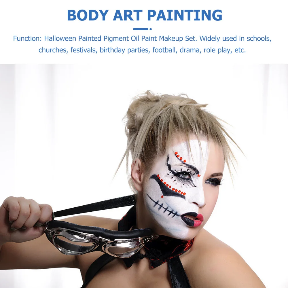 

12 Colors Hypoallergenic Face Painting Pallet with 6 Makeup Brushes and A Pallet