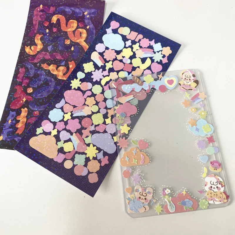 Корейский стиль радужная лента лазер искусственная карта декоративные