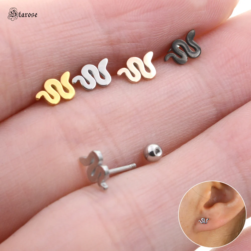 Серьги-гвоздики Starose в виде змеи женские ювелирные украшения золотистого цвета