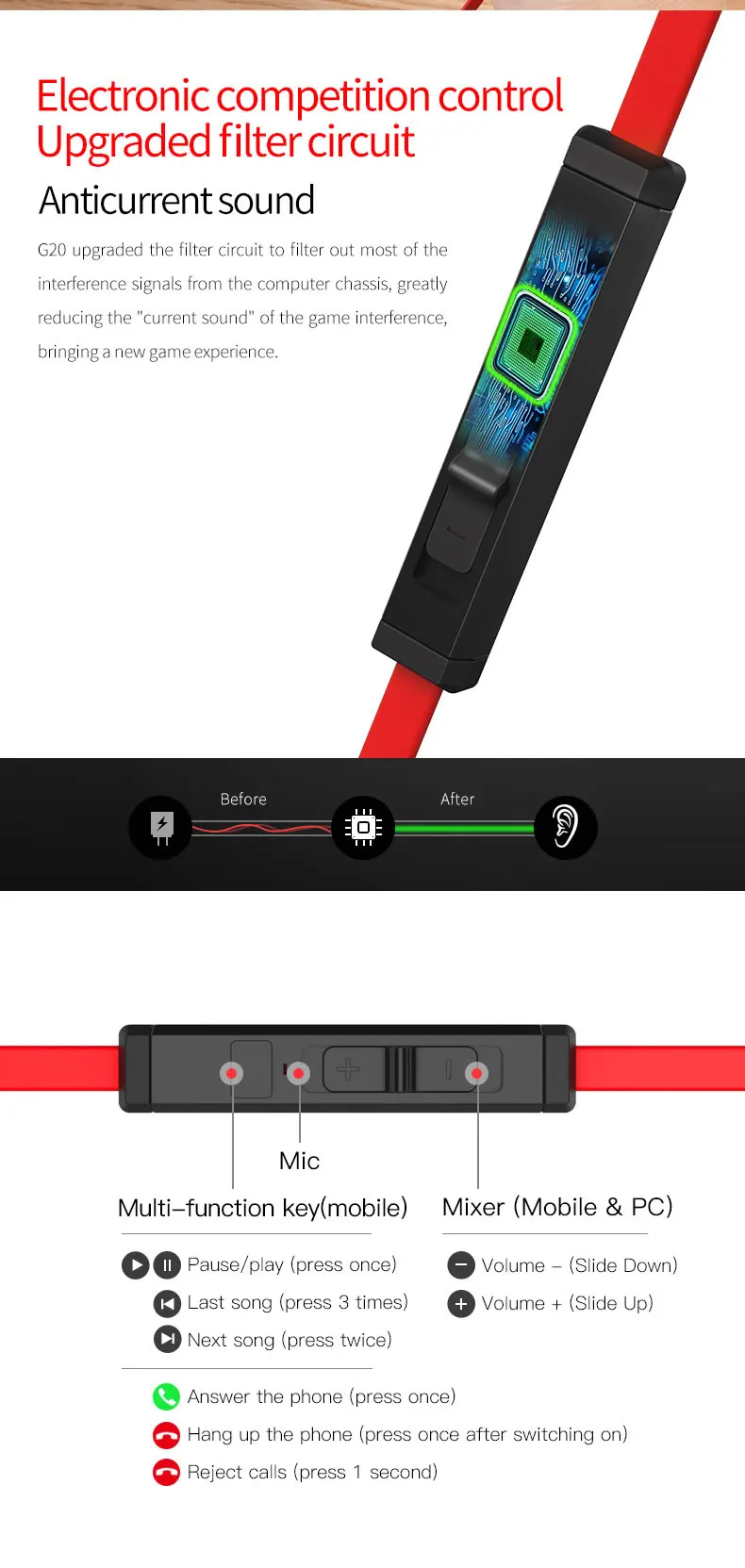 Plextone G20 Игровые наушники магнитные стерео двойные басы Наушники 3,5 мм разъемы 2,2 м кабель пены памяти для ПК и телефона
