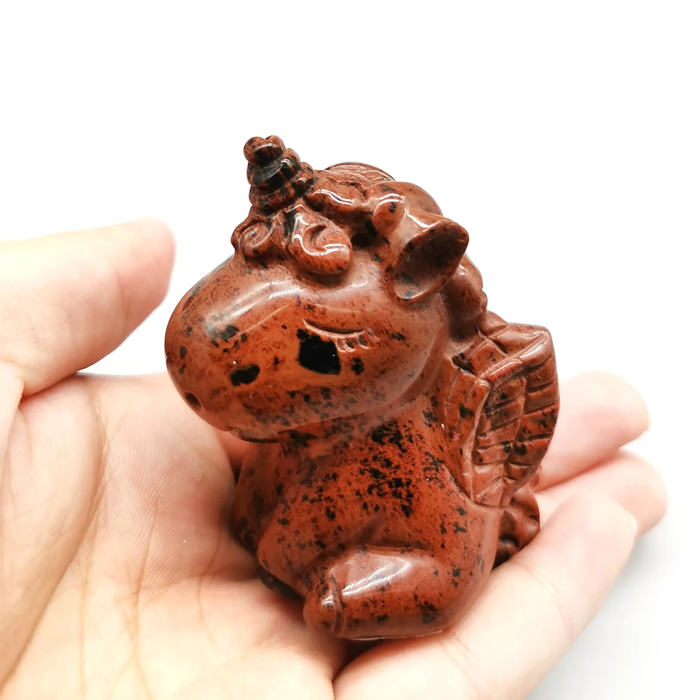 

Natural Red Obsidian Baby Unicorn Caved Quartz Crystal Cute Unicorn Lovely Children Gifts Healing Crystal Stone Home Decoration
