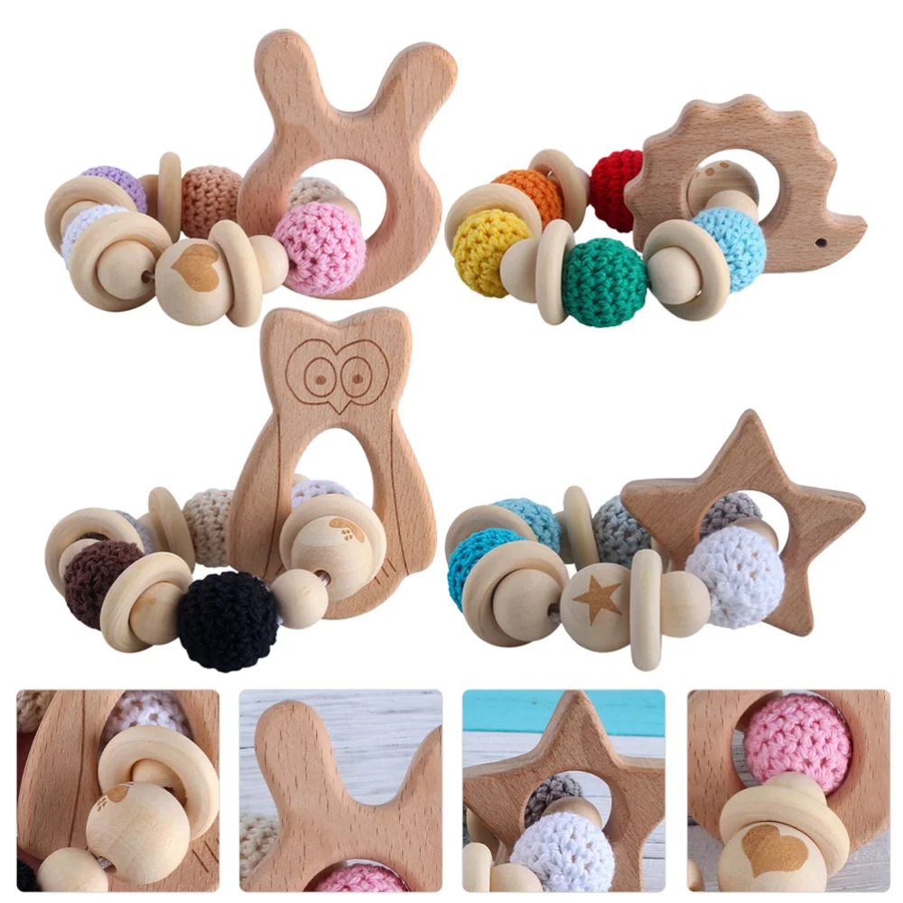 

4 Pcs Cartoon Teether Bracelets Baby Teething Toy Baby Teether Infant Molar Toys