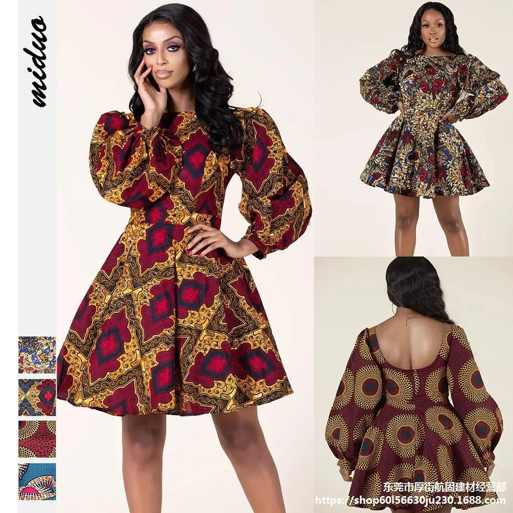 

Summer Dress African Dashiki Print Dress Women 2021 Fashion Party African Clothes Long Sleeve African Dresses Women