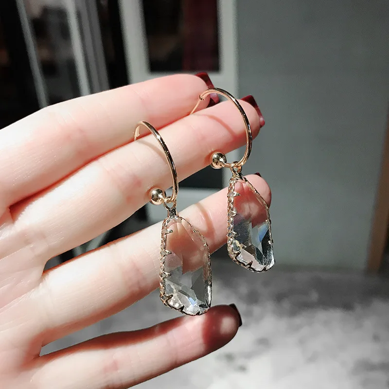 Корейский дизайн модные ювелирные изделия геометрический кулон женские Bijoux нерегулярные прозрачные хрустальные серьги для женщин подарок