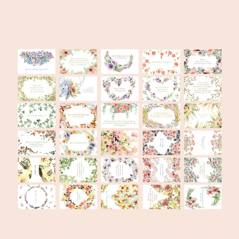 30pcs Love Letter Paper Set Greeting Card Mini Postcard Stationary Birthday Gifts Message Writing Pads Flowers | Канцтовары для