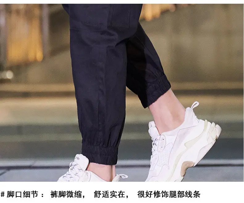 Черный Высокая талия женские брюки-карго с накладным карманом Повседневное