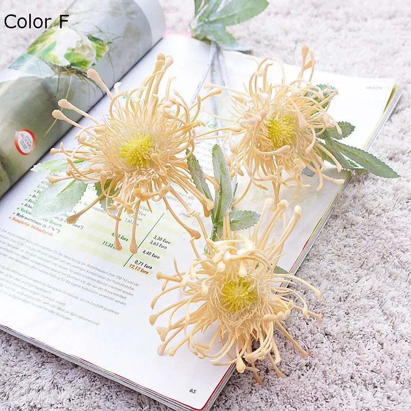 Флокированные Искусственные цветы Leucospermum для свадебного украшения