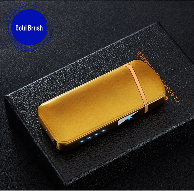Креативный USB двойной дуговой Зажигалка металлический дисплей питания перезаряжаемый прикуриватель двойной для Плазменно-дуговой зажигалки деловые мужчины