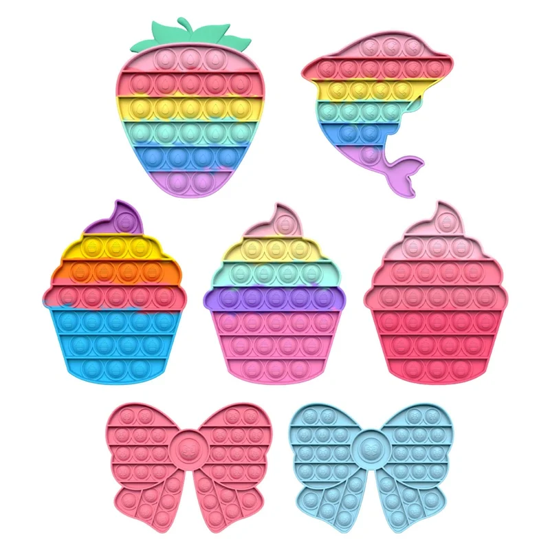 Клубники бантом сенсорные резиновые игрушки пуш-ап поп-пузырь сенсорная Непоседа силиконовые игрушки для снятия тревоги напряжение особых...