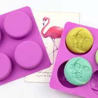 4 cavity silicone soap molds crescent moon face silicone soap mold for homemade lotion bar bath bombs resin soaps making moulds