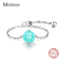 modian 2021 new round tourmaline exquisite chain adjustable finger rings for women classic wedding engagement jewelry bijoux