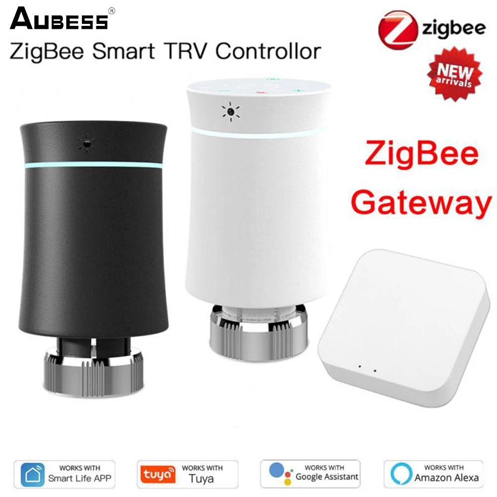 

Aubess ZigBee 3,0 TRV Tuya новый привод радиатора клапан умный Программируемый Термостат Температурный нагреватель Alexa Голосовое управление