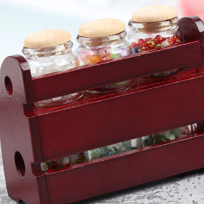

1:12 Miniature Wooden Spice Rack Shelf Dollhouse Kitchen Accessories New