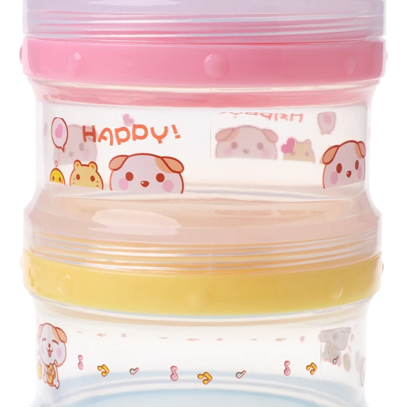 

Baby Milk Powder Container Portable Formula Food Storage Cartoon 4 Layers Makeup